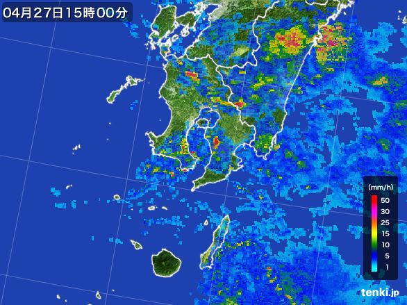 鹿児島県の雨雲レーダー(2016年04月27日)