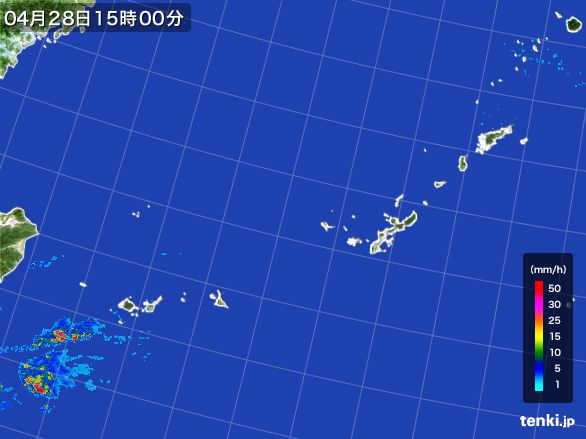 沖縄地方の雨雲レーダー(2016年04月28日)