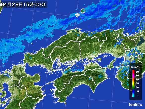 中国地方の雨雲レーダー(2016年04月28日)