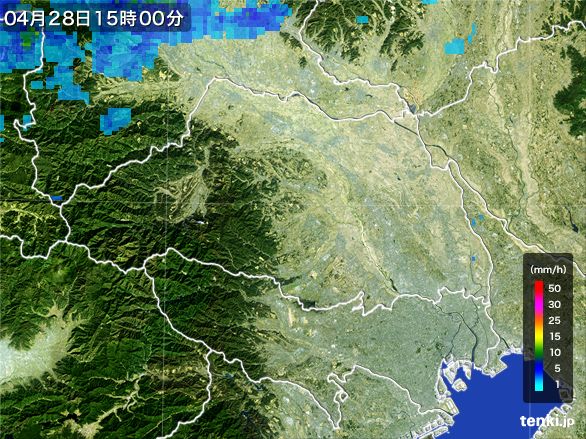 埼玉県の雨雲レーダー(2016年04月28日)
