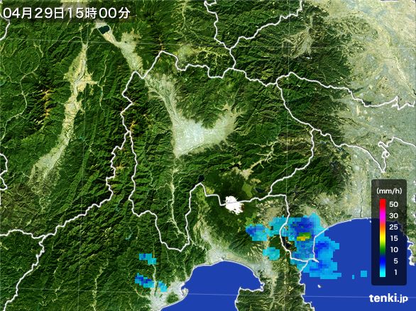 山梨県の雨雲レーダー(2016年04月29日)