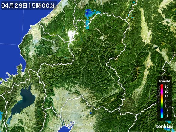 岐阜県の雨雲レーダー(2016年04月29日)