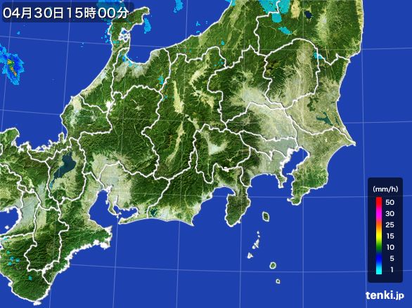 関東・甲信地方の雨雲レーダー(2016年04月30日)