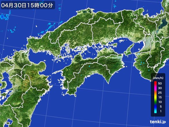 四国地方の雨雲レーダー(2016年04月30日)