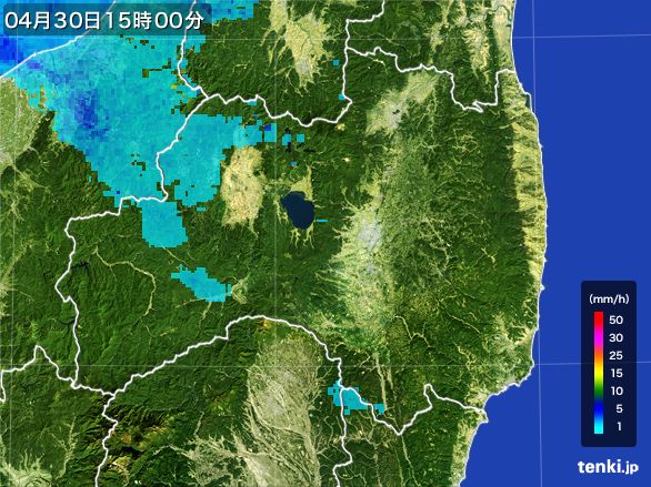 福島県の雨雲レーダー(2016年04月30日)