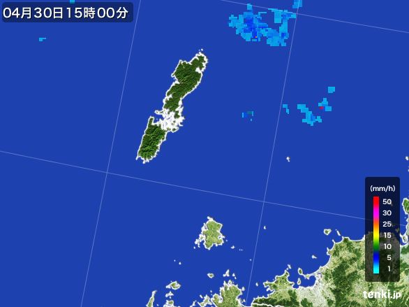 壱岐・対馬(長崎県)の雨雲レーダー(2016年04月30日)