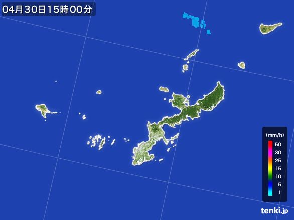沖縄県の雨雲レーダー(2016年04月30日)