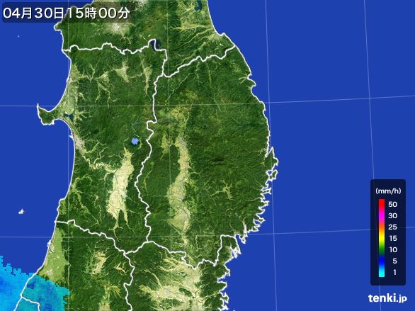 岩手県の雨雲レーダー(2016年04月30日)