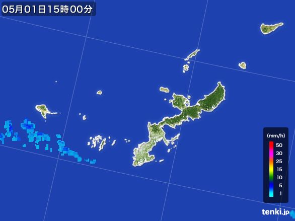 沖縄県の雨雲レーダー(2016年05月01日)
