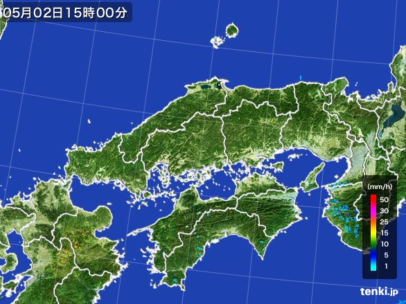 中国地方の雨雲レーダー(2016年05月02日)