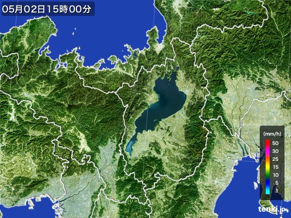 滋賀県の雨雲レーダー(2016年05月02日)