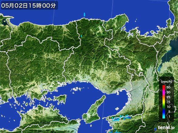 兵庫県の雨雲レーダー(2016年05月02日)
