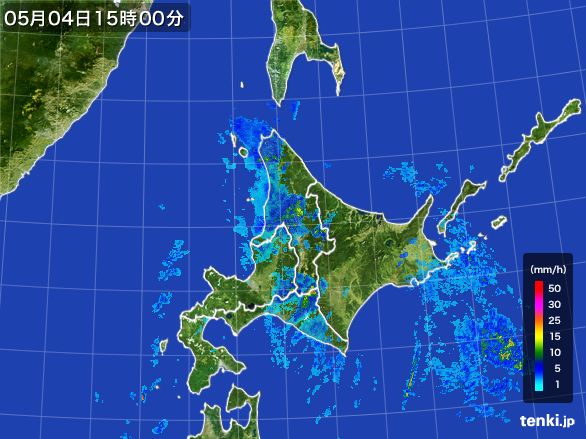 北海道地方の雨雲レーダー(2016年05月04日)
