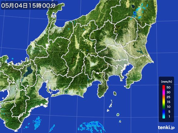 関東・甲信地方の雨雲レーダー(2016年05月04日)
