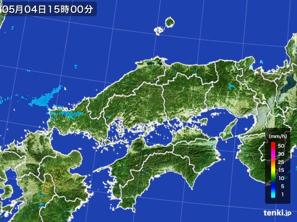 中国地方の雨雲レーダー(2016年05月04日)