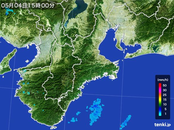 三重県の雨雲レーダー(2016年05月04日)