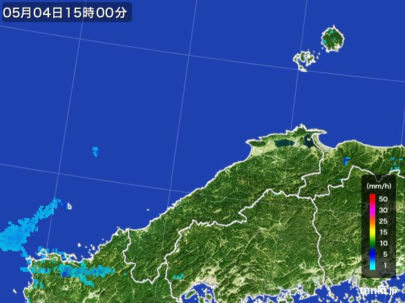 島根県の雨雲レーダー(2016年05月04日)