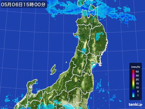 東北地方の雨雲レーダー(2016年05月06日)
