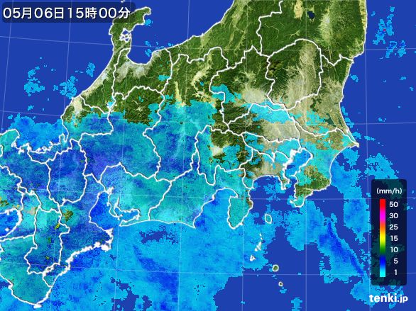 関東・甲信地方の雨雲レーダー(2016年05月06日)