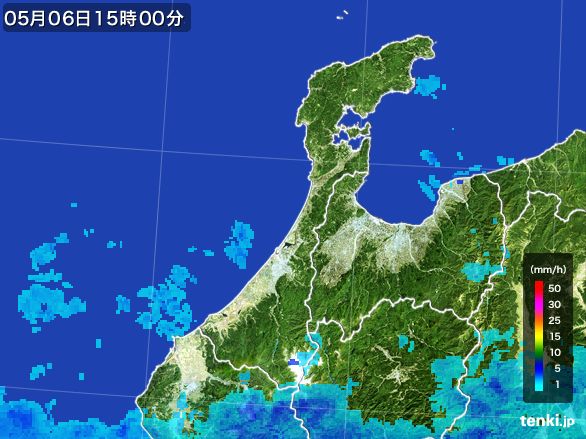 石川県の雨雲レーダー(2016年05月06日)