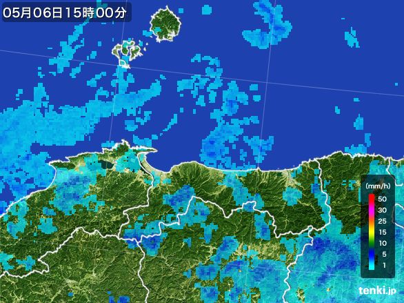 鳥取県の雨雲レーダー(2016年05月06日)