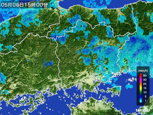 岡山県の雨雲レーダー(2016年05月06日)
