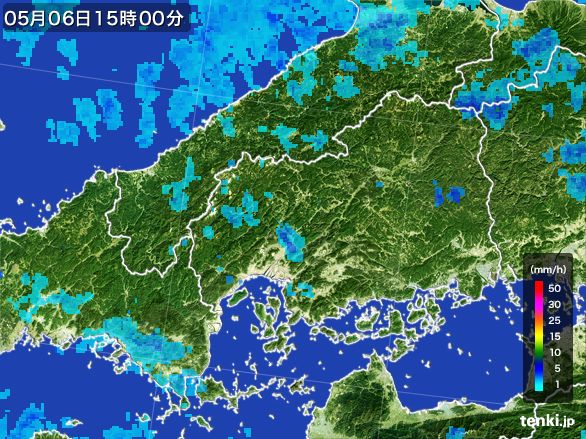 広島県の雨雲レーダー(2016年05月06日)