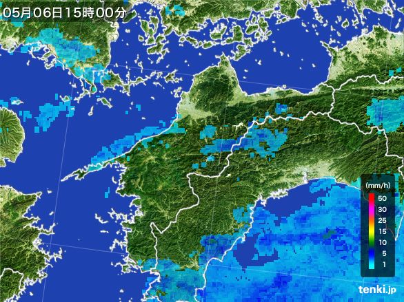 愛媛県の雨雲レーダー(2016年05月06日)