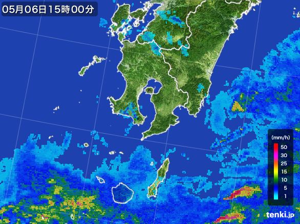 鹿児島県の雨雲レーダー(2016年05月06日)