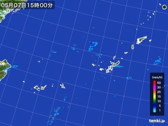 沖縄地方の雨雲レーダー(2016年05月07日)