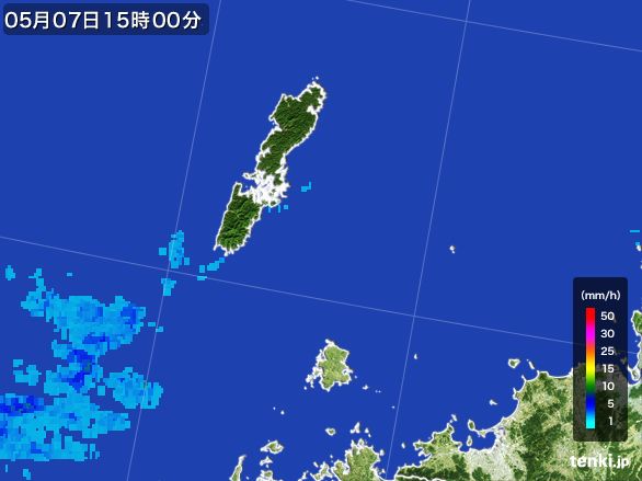 壱岐・対馬(長崎県)の雨雲レーダー(2016年05月07日)