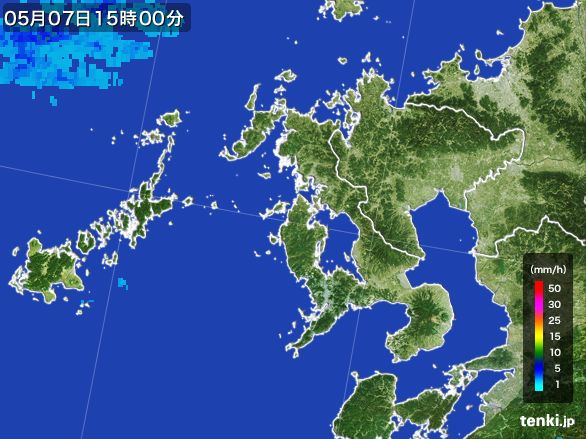 長崎県の雨雲レーダー(2016年05月07日)