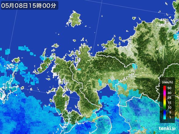 佐賀県の雨雲レーダー(2016年05月08日)