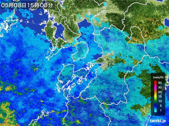 熊本県の雨雲レーダー(2016年05月08日)