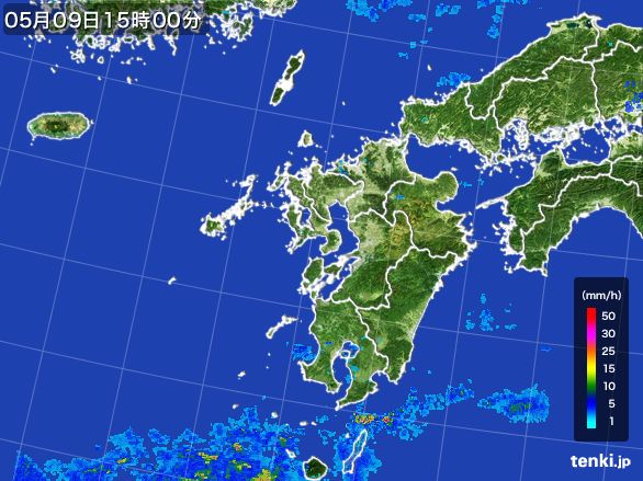 九州地方の雨雲レーダー(2016年05月09日)