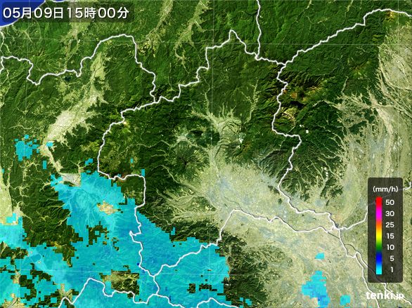 群馬県の雨雲レーダー(2016年05月09日)