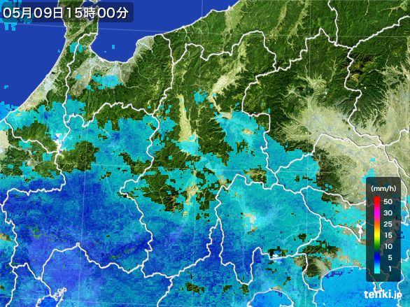 長野県の雨雲レーダー(2016年05月09日)