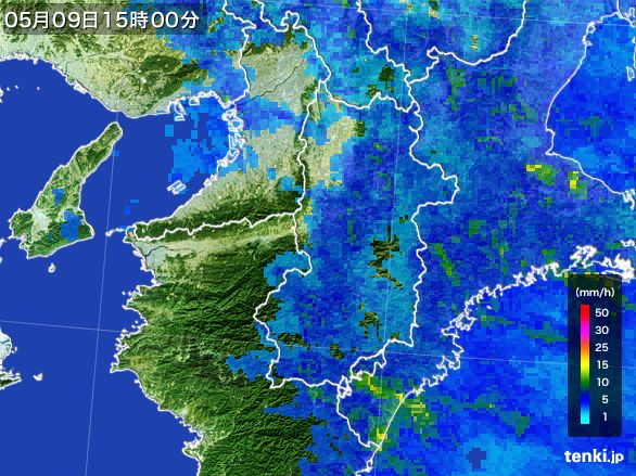 奈良県の雨雲レーダー(2016年05月09日)