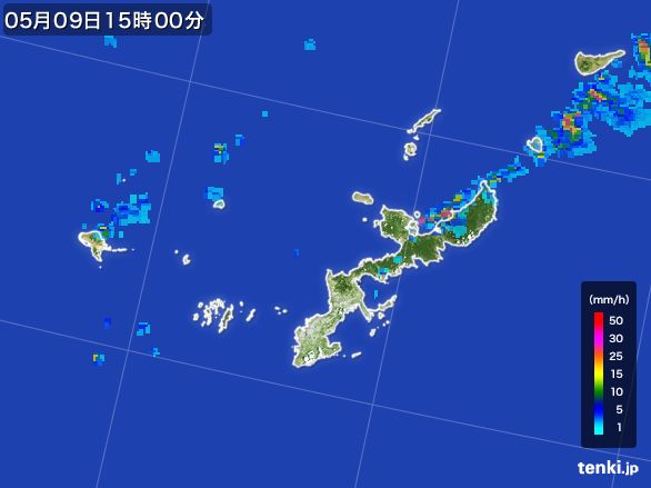 沖縄県の雨雲レーダー(2016年05月09日)