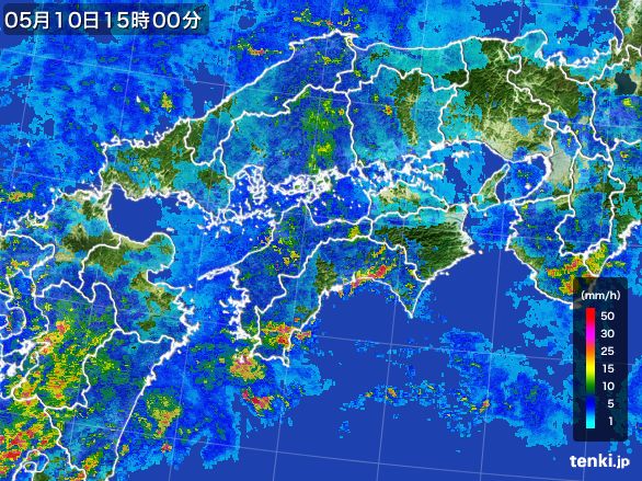 四国地方の雨雲レーダー(2016年05月10日)