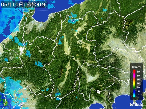 長野県の雨雲レーダー(2016年05月10日)