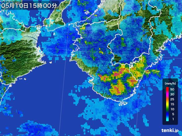 和歌山県の雨雲レーダー(2016年05月10日)