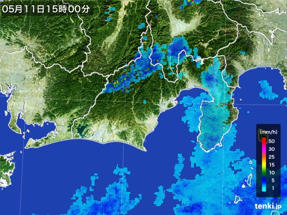 静岡県の雨雲レーダー(2016年05月11日)