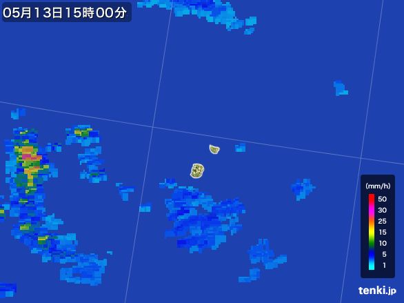 南大東島(沖縄県)の雨雲レーダー(2016年05月13日)