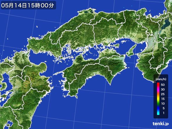 四国地方の雨雲レーダー(2016年05月14日)
