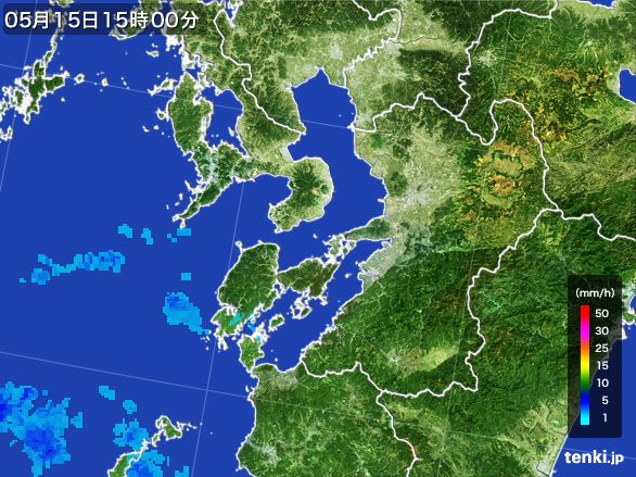 熊本県の雨雲レーダー(2016年05月15日)