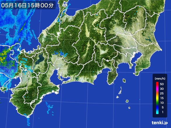 東海地方の雨雲レーダー(2016年05月16日)