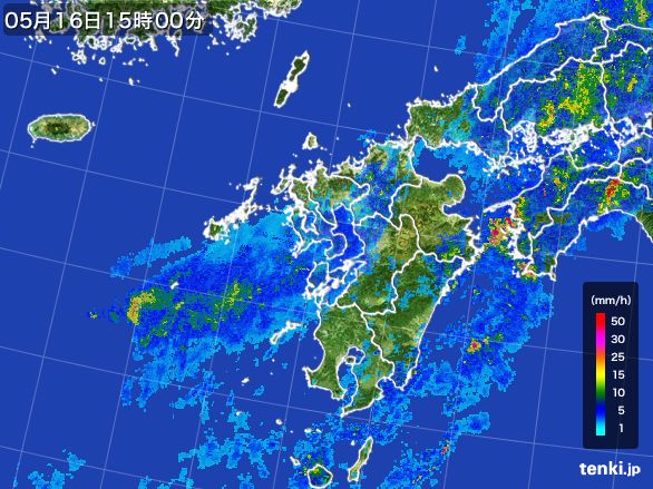 九州地方の雨雲レーダー(2016年05月16日)