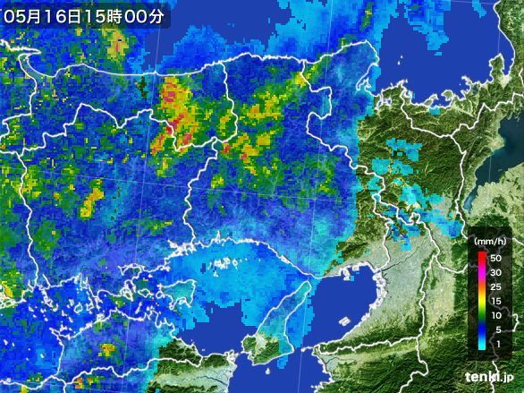 兵庫県の雨雲レーダー(2016年05月16日)