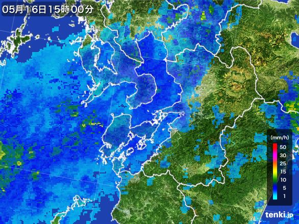 熊本県の雨雲レーダー(2016年05月16日)